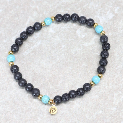 STROMBOLI SPIRIT | Lavasteen turkoois armband | 6mm | Relaxed Fit