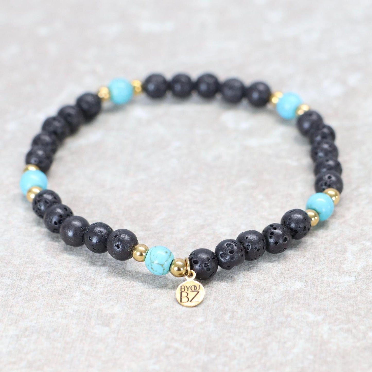 STROMBOLI SPIRIT | Lavasteen turkoois armband | 6mm | Relaxed Fit