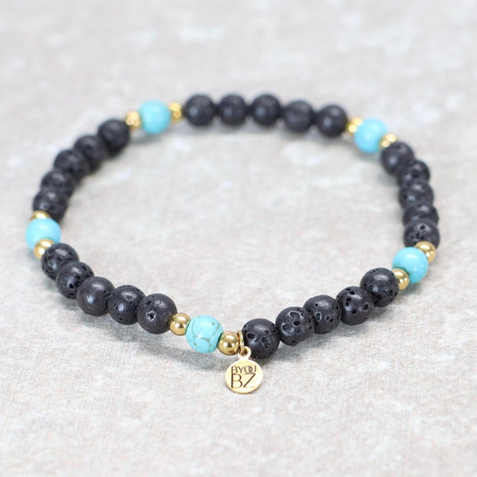 STROMBOLI SPIRIT | Lavasteen turkoois armband | 6mm | Relaxed Fit