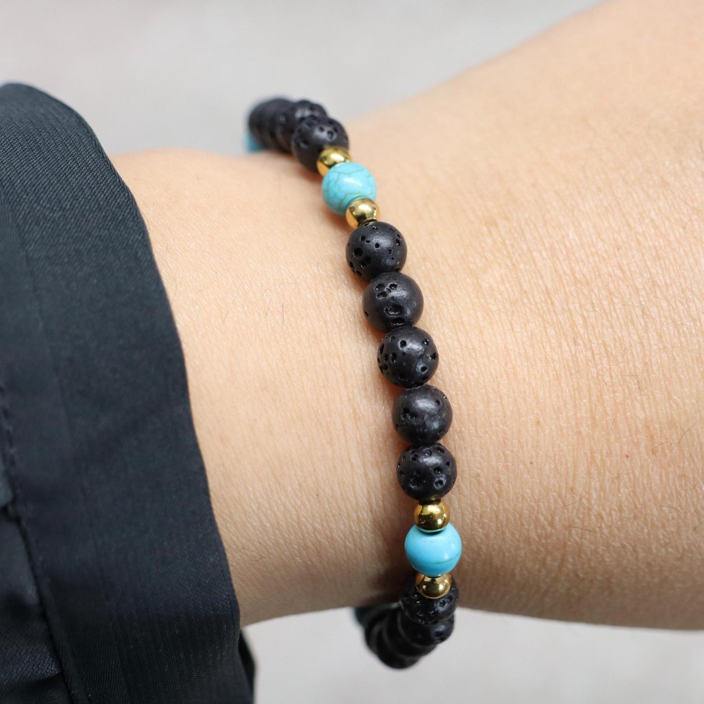 STROMBOLI SPIRIT | Lavasteen turkoois armband | 6mm | Relaxed Fit