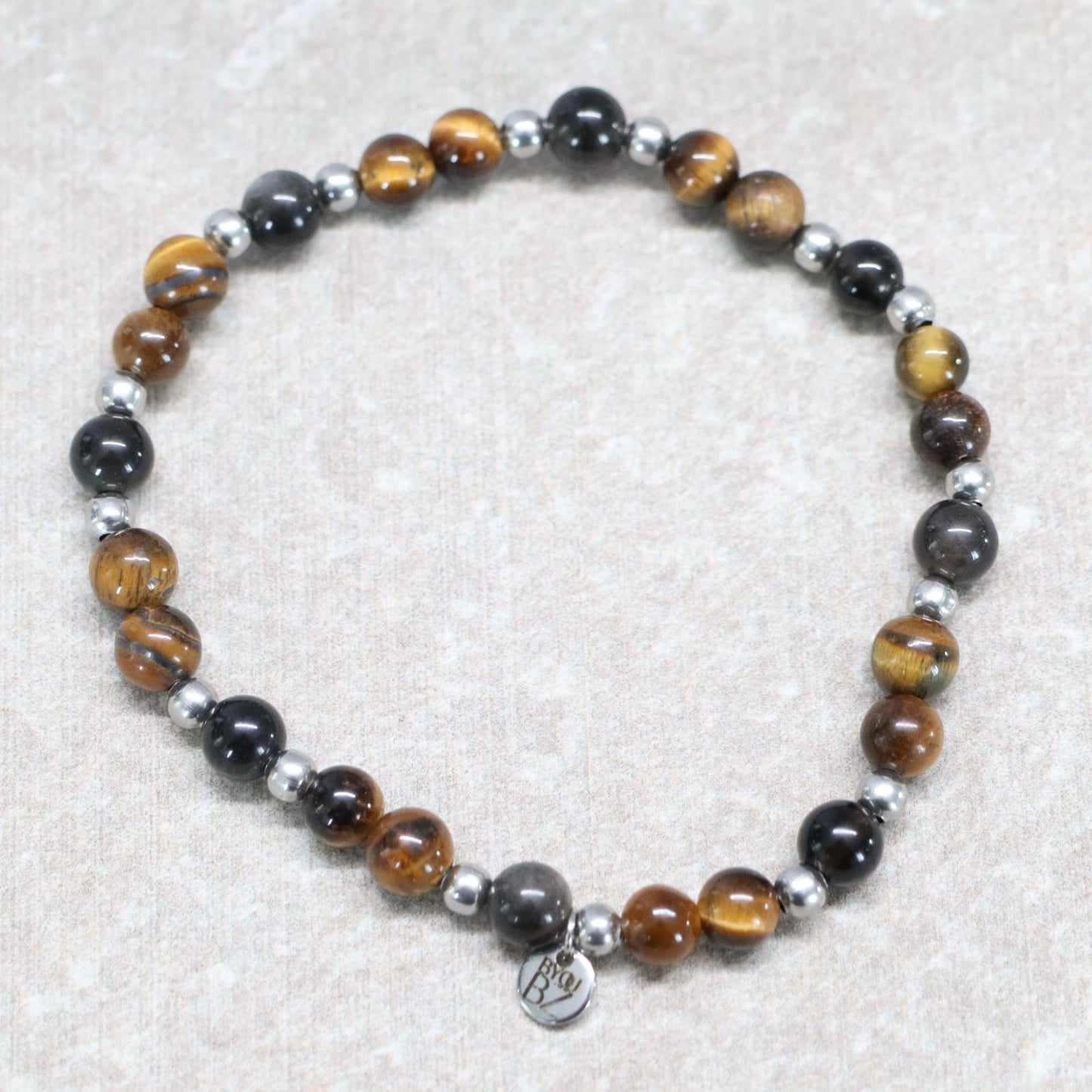 SAVANNAH SPIRIT | Tijgeroog & obsidiaan armband | 6mm | Relaxed Fit