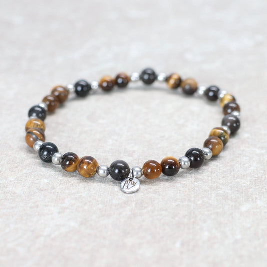 SAVANNAH SPIRIT | Tijgeroog & obsidiaan armband | 6mm | Relaxed Fit