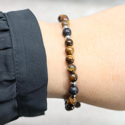 KALAHARI DUSK | Tijgeroog lavasteen armband | 6mm | Relaxed Fit