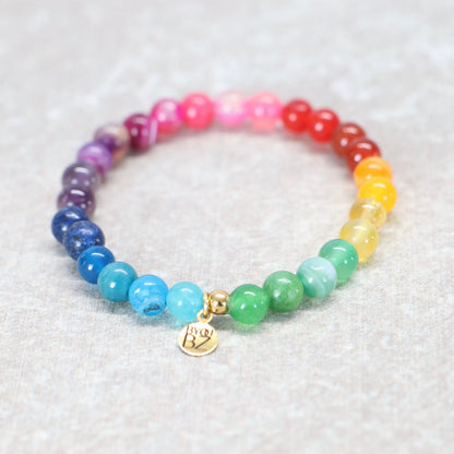 SPECTRUM GLOW | Natuursteen armband mix | 6mm | Small Fit