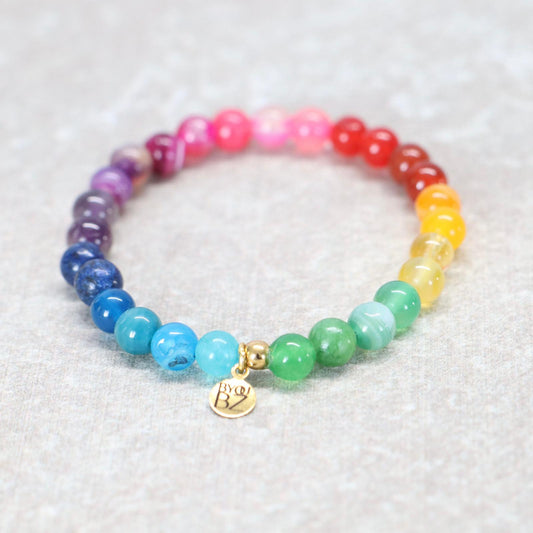 SPECTRUM GLOW | Natuursteen armband mix | 6mm | Small Fit