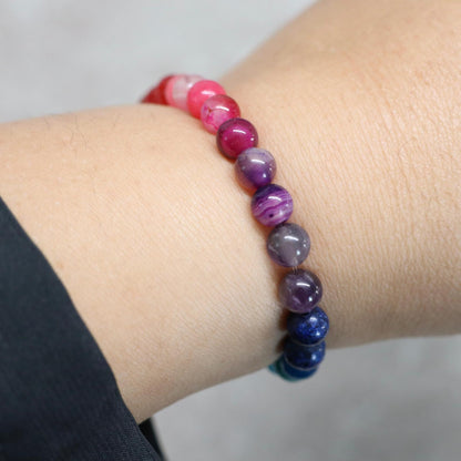 SPECTRUM GLOW | Natuursteen armband mix | 6mm | Small Fit