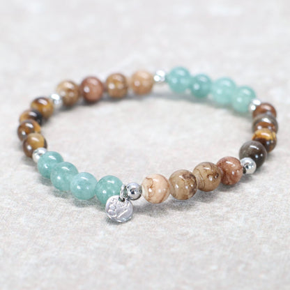 DUBLIN WOODS | Natuursteen armband mix | 6mm | Small Fit