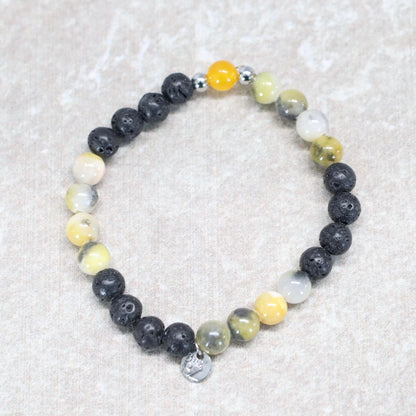 NAPOLI GLOW | Lavasteen & kwarts armband | 6mm | Small Fit