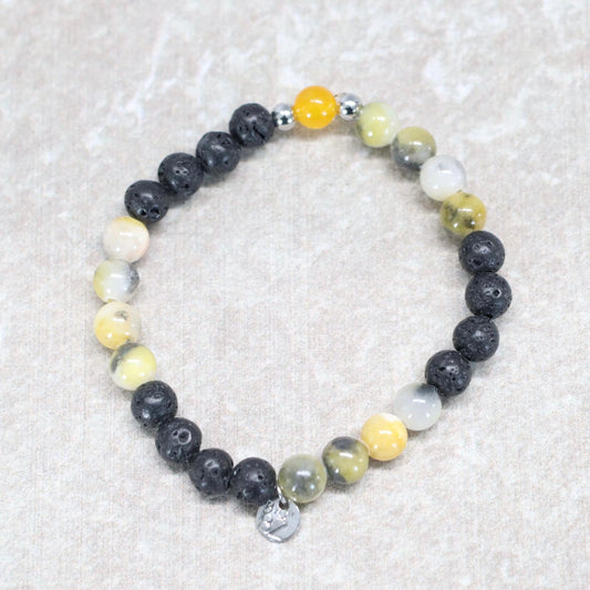 NAPOLI GLOW | Lavasteen & kwarts armband | 6mm | Small Fit
