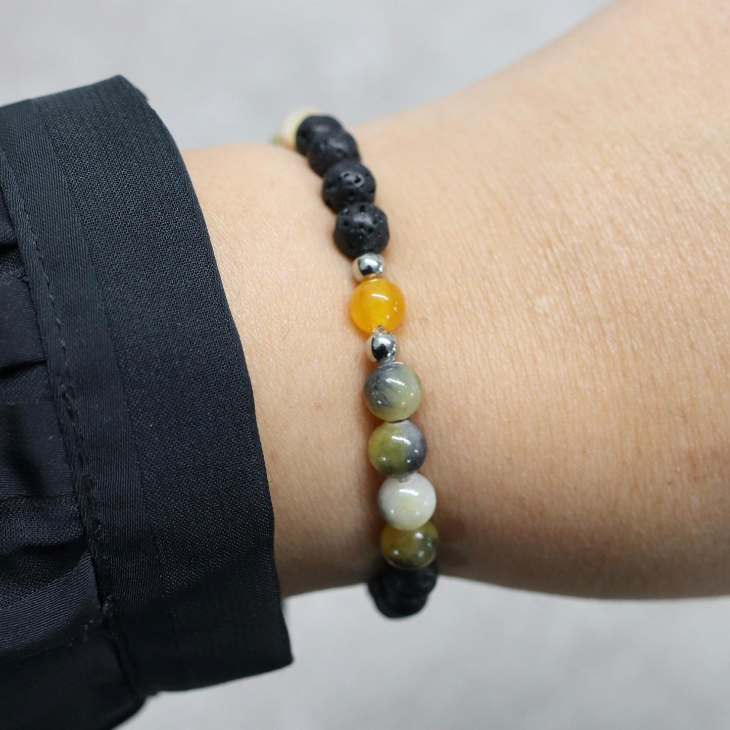 NAPOLI GLOW | Lavasteen & kwarts armband | 6mm | Small Fit