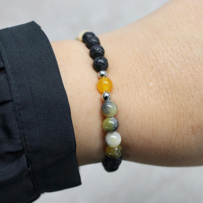 NAPOLI GLOW | Lavasteen & kwarts armband | 6mm | Small Fit