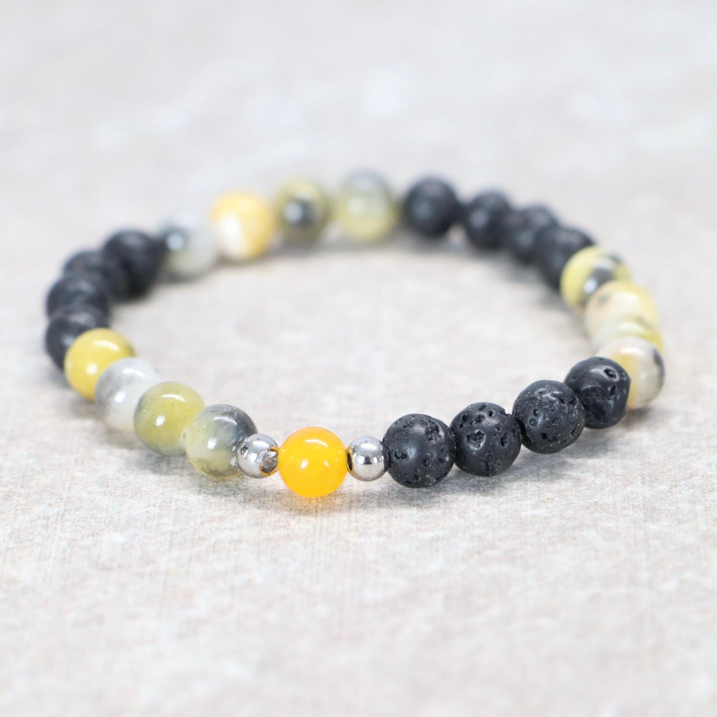 NAPOLI GLOW | Lavasteen & kwarts armband | 6mm | Small Fit