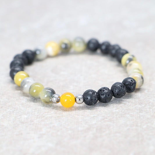 NAPOLI GLOW | Lavasteen & kwarts armband | 6mm | Small Fit