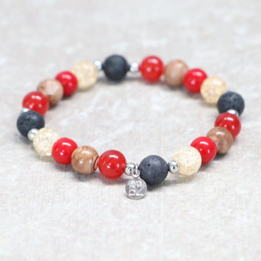 ROMA ARDENTE | Natuursteen armband mix | 8mm | Normal Fit