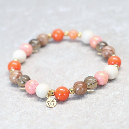 SUNSET GLOW | Natuursteen armband mix | 8mm | Normal Fit