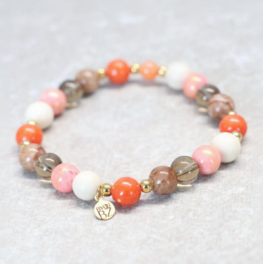 SUNSET GLOW | Natuursteen armband mix | 8mm | Normal Fit