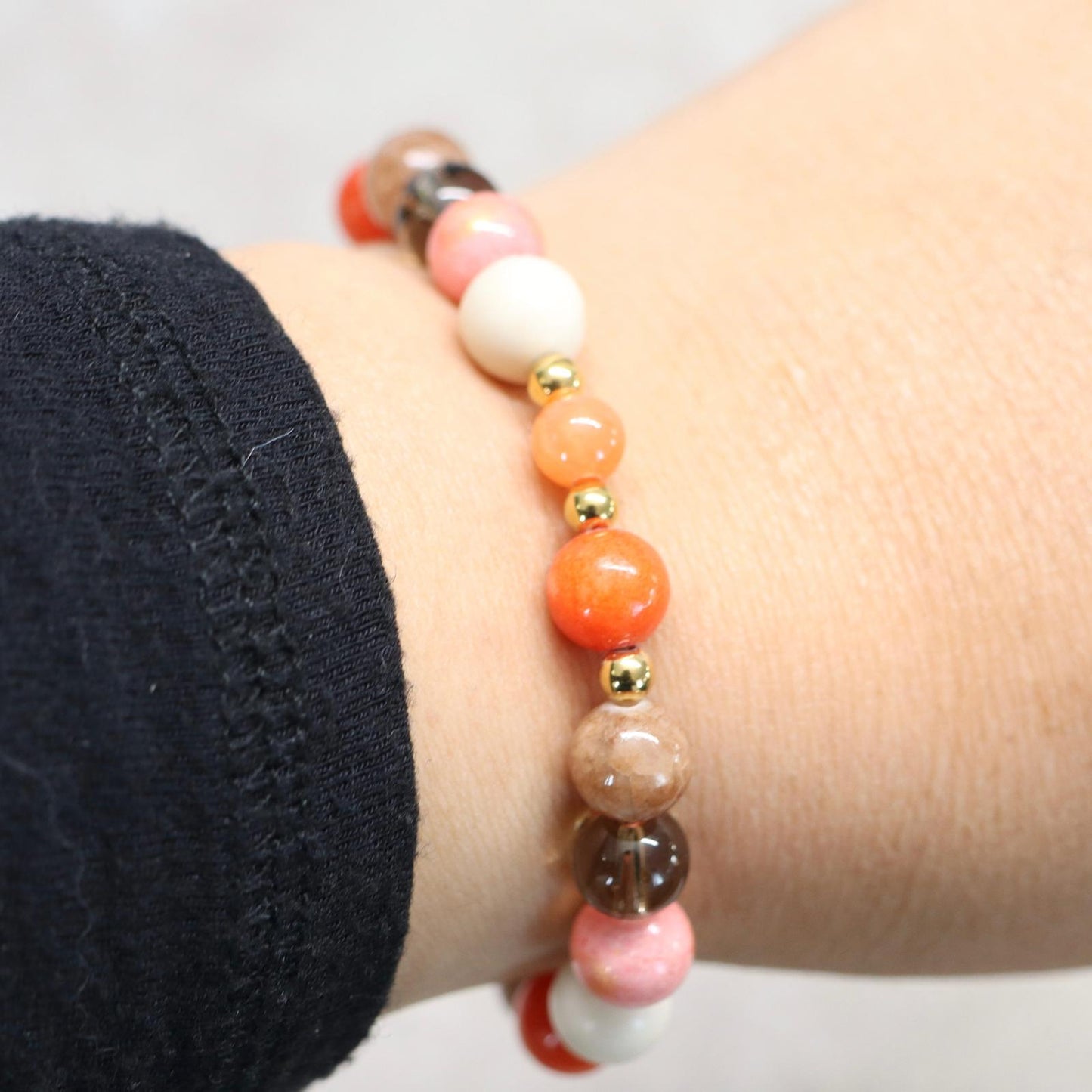SUNSET GLOW | Natuursteen armband mix | 8mm | Normal Fit