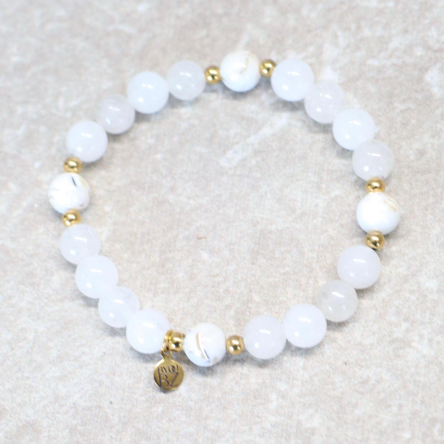 LINDOS LIGHT | Kwarts en howliet armband | 8mm | Normal Fit