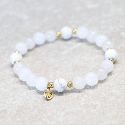 LINDOS LIGHT | Kwarts en howliet armband | 8mm | Normal Fit