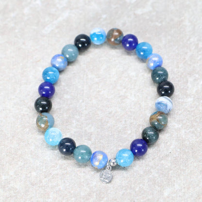 BLUE KLEIN CURACAO | Natuursteen armband mix | 8mm | Normal Fit