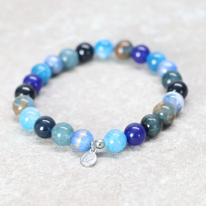 BLUE KLEIN CURACAO | Natuursteen armband mix | 8mm | Normal Fit