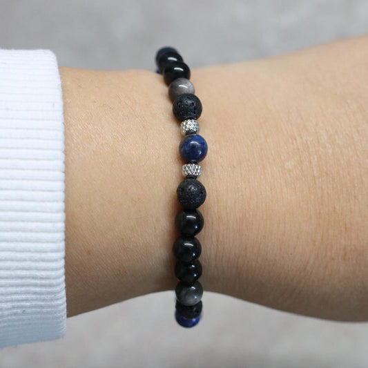 SHADES OF FEZ | Obsidiaan & lavasteen armband | 6mm | Relaxed Fit