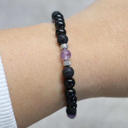 SHADES OF FEZ | Obsidiaan & lavasteen armband | 6mm | Relaxed Fit