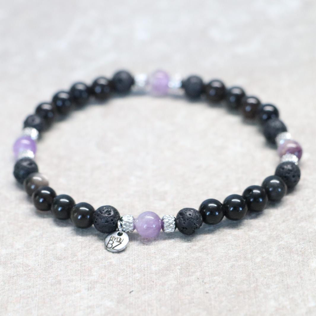 SHADES OF FEZ | Obsidiaan & lavasteen armband | 6mm | Relaxed Fit