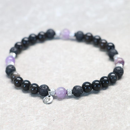SHADES OF FEZ | Obsidiaan & lavasteen armband | 6mm | Relaxed Fit