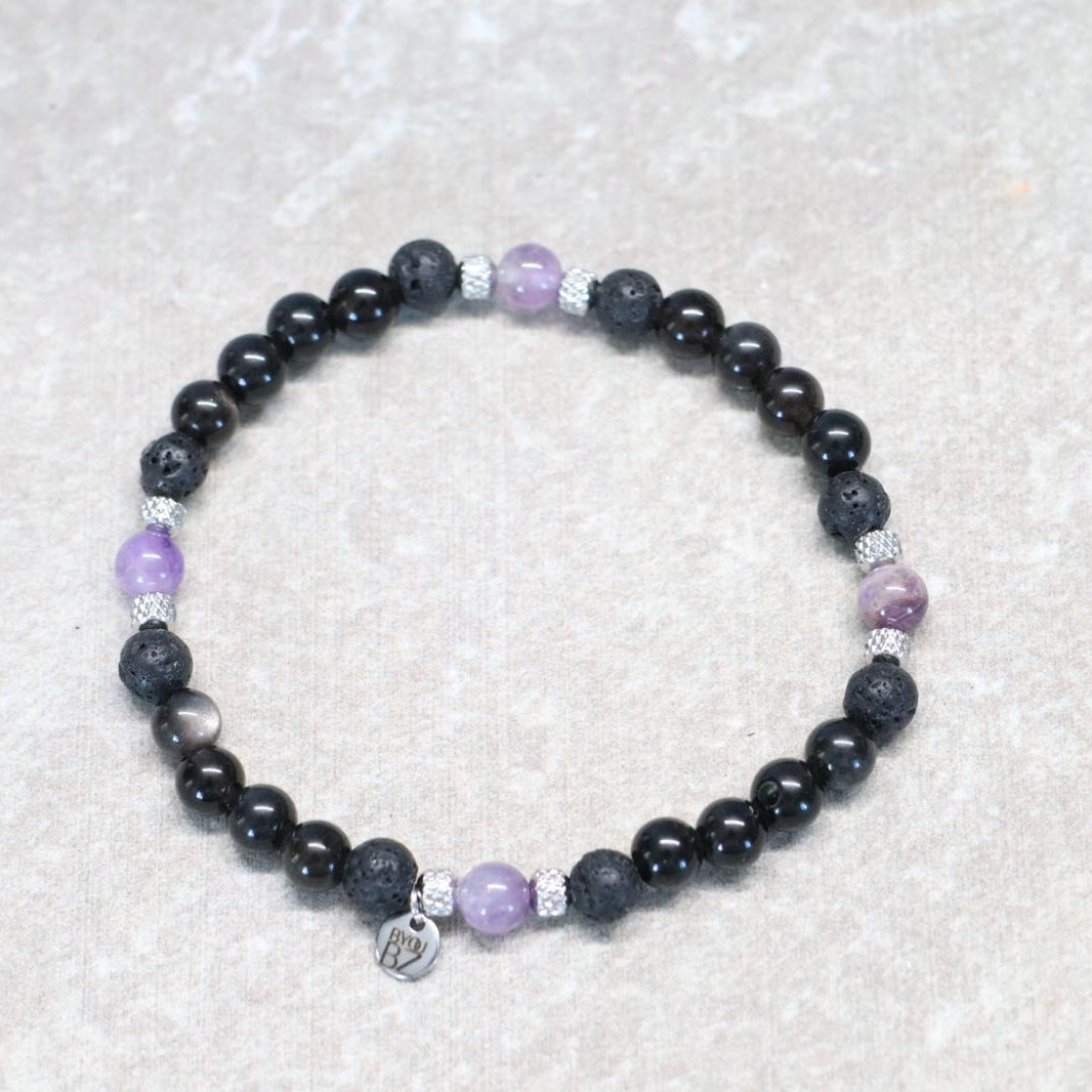 SHADES OF FEZ | Obsidiaan & lavasteen armband | 6mm | Relaxed Fit