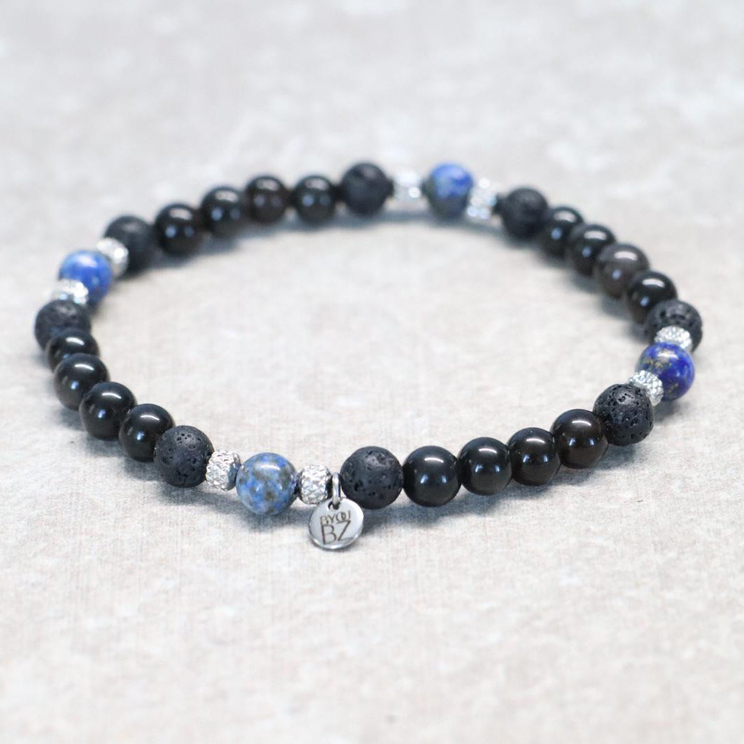 SHADES OF FEZ | Obsidiaan & lavasteen armband | 6mm | Relaxed Fit