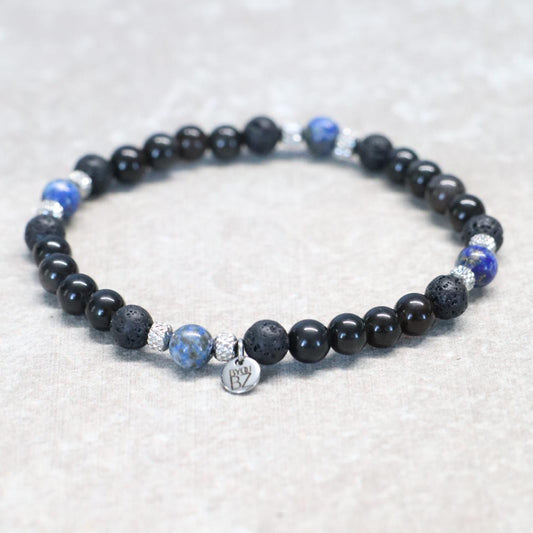 SHADES OF FEZ | Obsidiaan & lavasteen armband | 6mm | Relaxed Fit