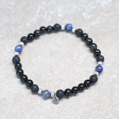 SHADES OF FEZ | Obsidiaan & lavasteen armband | 6mm | Relaxed Fit