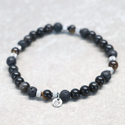 SHADES OF FEZ | Obsidiaan & lavasteen armband | 6mm | Relaxed Fit