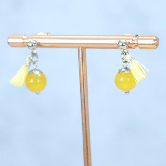 LEMON GLOW | Oorbellen | geel | chalcedoon | rvs
