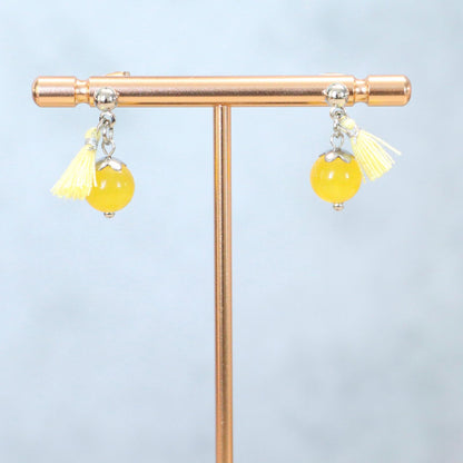 LEMON GLOW | Oorbellen | geel | chalcedoon | rvs