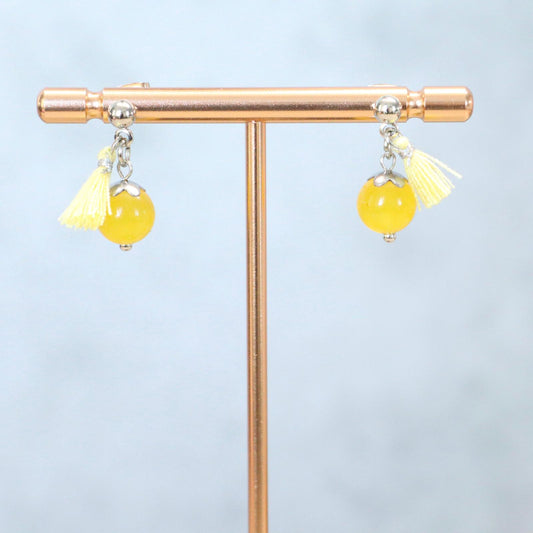 LEMON GLOW | Oorbellen | geel | chalcedoon | rvs