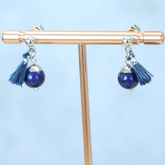MIDGNIGHT MOON | Oorbellen | blauw | lapis lazuli | rvs