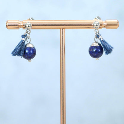 MIDGNIGHT MOON | Oorbellen | blauw | lapis lazuli | rvs