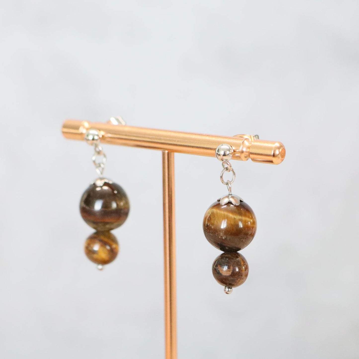 HAVANA BRONZE | Oorbellen | tijgeroog | rvs