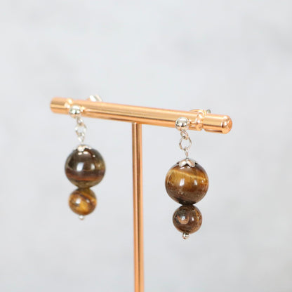 HAVANA BRONZE | Oorbellen | tijgeroog | rvs