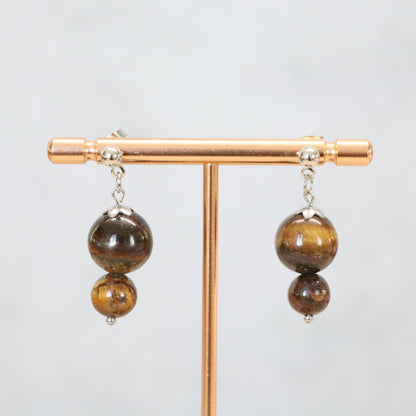 HAVANA BRONZE | Oorbellen | tijgeroog | rvs