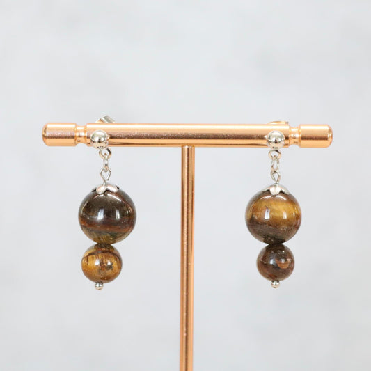 HAVANA BRONZE | Oorbellen | tijgeroog | rvs