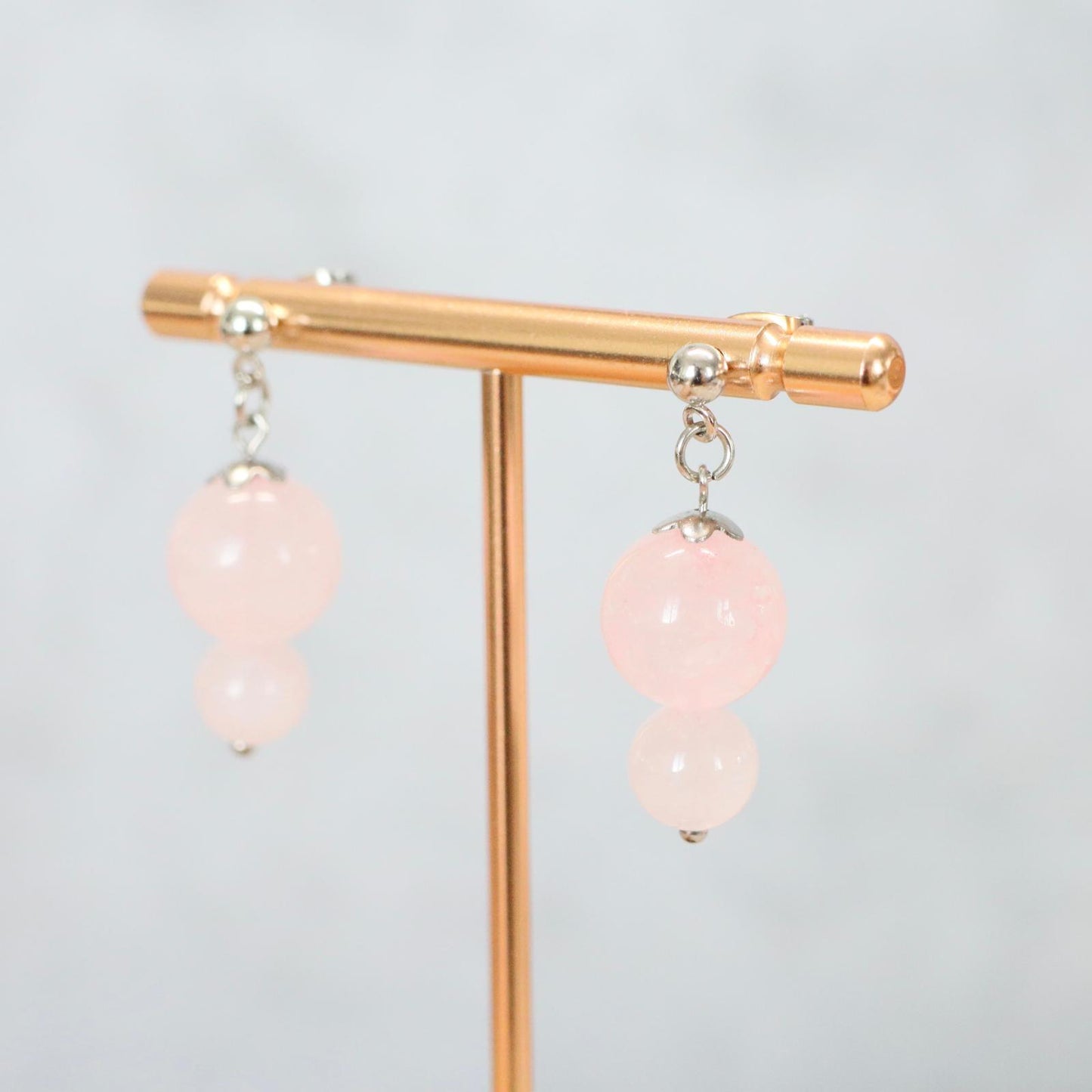 COMO ROSÉ | Oorbellen | rozenkwarts | rvs