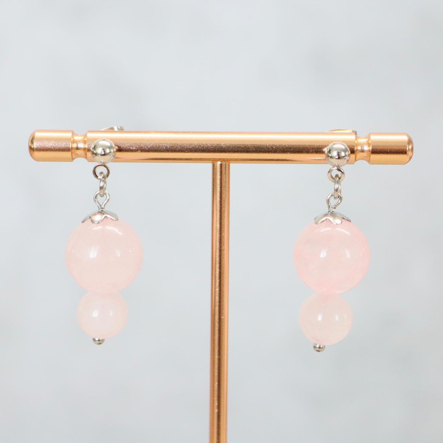 COMO ROSÉ | Oorbellen | rozenkwarts | rvs