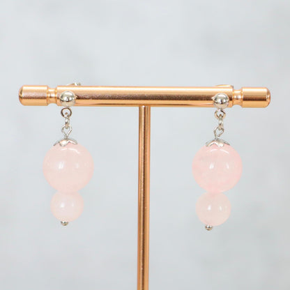 COMO ROSÉ | Oorbellen | rozenkwarts | rvs