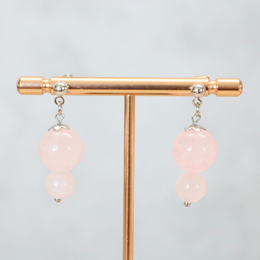 COMO ROSÉ | Oorbellen | rozenkwarts | rvs