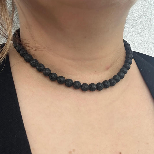 CLASSIC Lavasteen | Ketting | 8mm | Magneetsluiting | 45cm