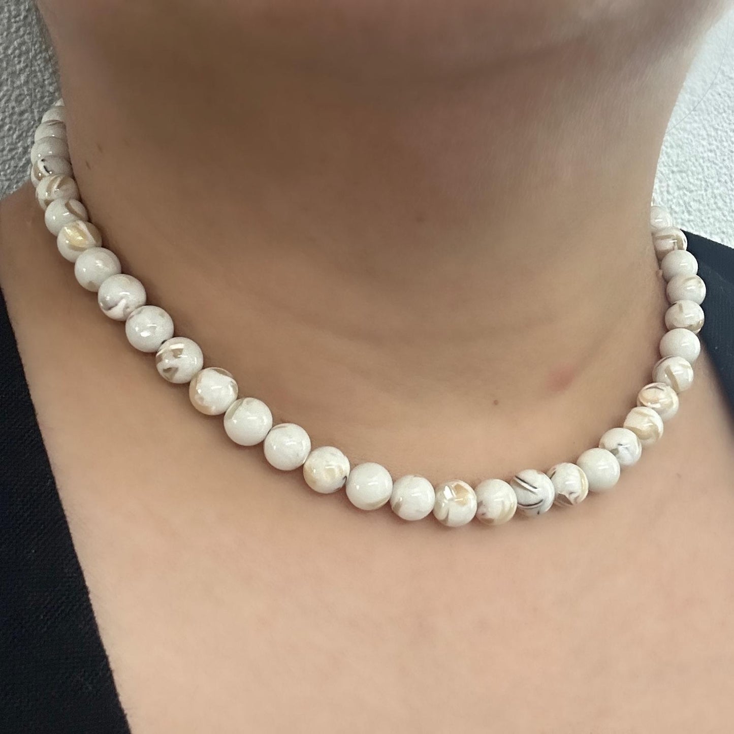 CLASSIC Schelp Turkoois | Ketting | 8mm | Magneetsluiting | 45cm