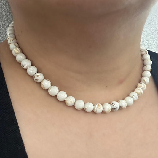 CLASSIC Schelp Turkoois | Ketting | 8mm | Magneetsluiting | 45cm